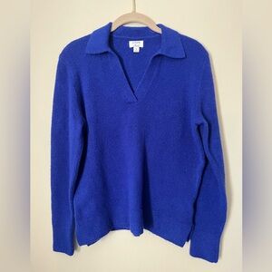 JCrew Factory Blue Super Soft Collared V-Neck Sweater Size Small
